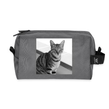 Katze Hintergrund Porträt weiß-schwarz - Recycelte Kulturtasche - Anthrazit - Vorne
