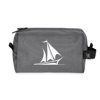 Sailboat with sail for cool captains and skippers - Recycled Toiletry Zip Bag - anthracite - Front