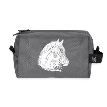 Mares Horses Portrait with Fantastically Beautiful Mane - Recycled Toiletry Zip Bag - anthracite - Front