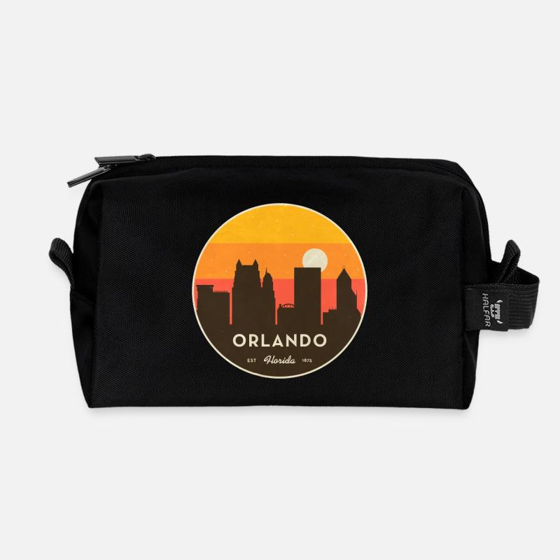Orlando Skyline Sonnenuntergang - Recycelte Kulturtasche - Schwarz