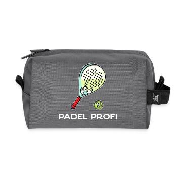 Sports Racket Balls Statement Padel Padel Game - Recycled Toiletry Zip Bag - anthracite - Front