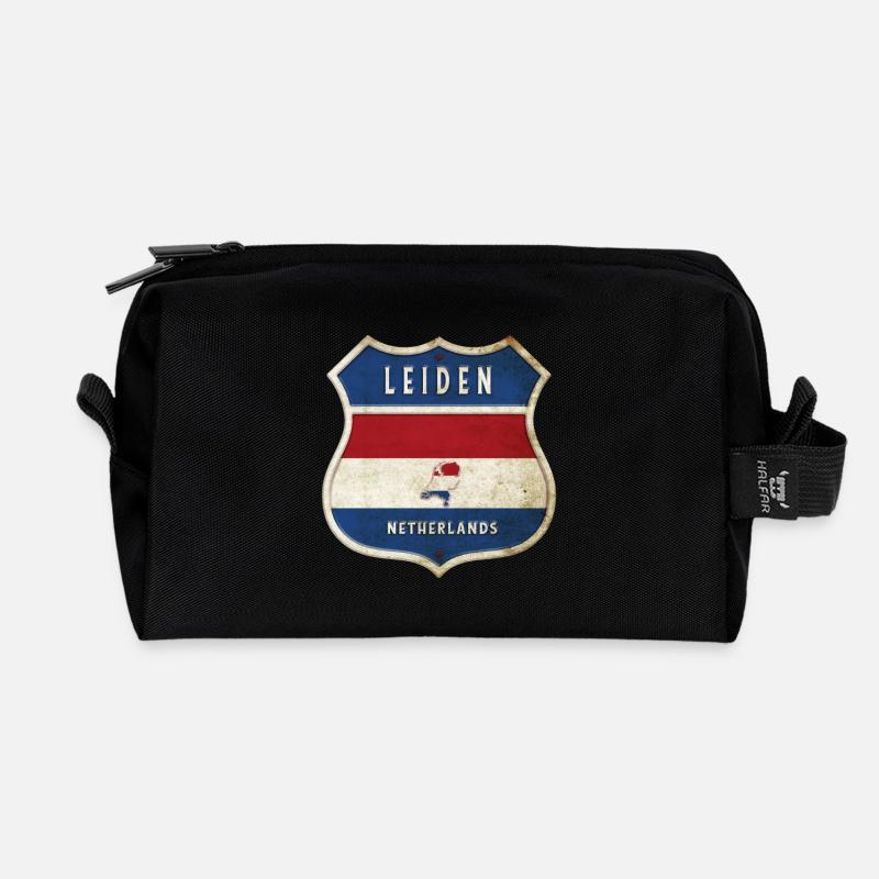 Leiden Niederlande Wappen Design - Recycelte Kulturtasche - Schwarz