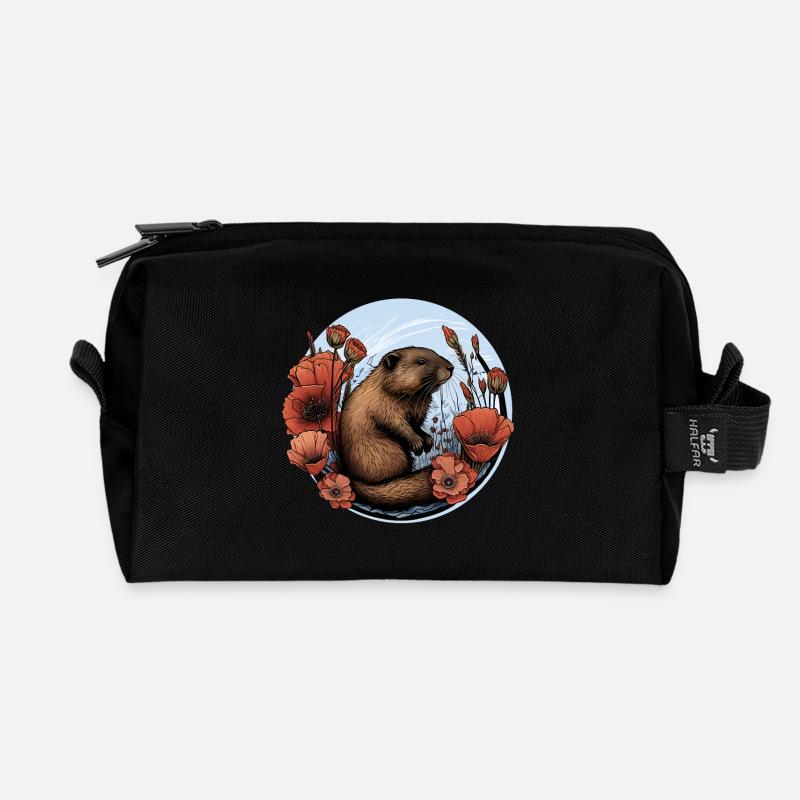 Biber Biberschutz - Recycelte Kulturtasche - Schwarz