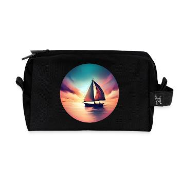 Segelboot segelt in den Sonnenuntergang Schöne - Recycelte Kulturtasche - Schwarz - Vorne