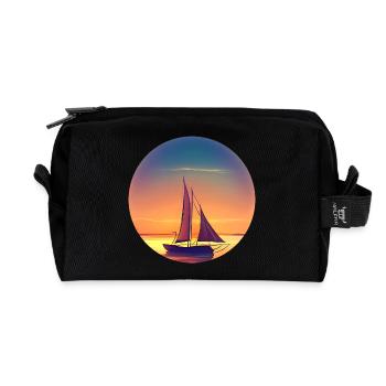 Segelboot Sunset Design - Recycelte Kulturtasche - Schwarz - Vorne