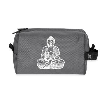 Far Eastern Buddha Lotus Meditation Tattoo Style - Recycled Toiletry Zip Bag - anthracite - Front