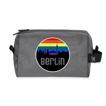 Berlin Skyline Rainbow - Recycled Toiletry Zip Bag - anthracite - Front