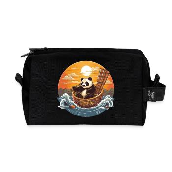Panda in chinesischer Schüssel auf dem Ozean - Recycelte Kulturtasche - Schwarz - Vorne