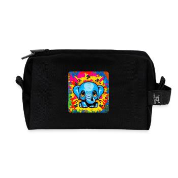 Power of an Elephant, Love of a Baby - Recycled Toiletry Zip Bag - black - Front