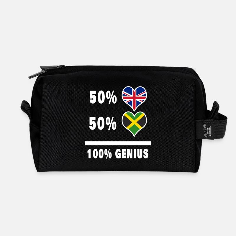 Jamaica and Great Britain 100% Genius Flag - Recycled Toiletry Zip Bag - black