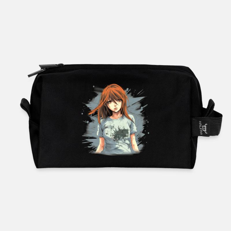 Anime Girl - Recycelte Kulturtasche - Schwarz