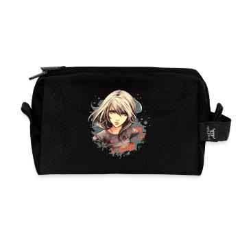 Anime Girl - Recycled Toiletry Zip Bag - black - Front