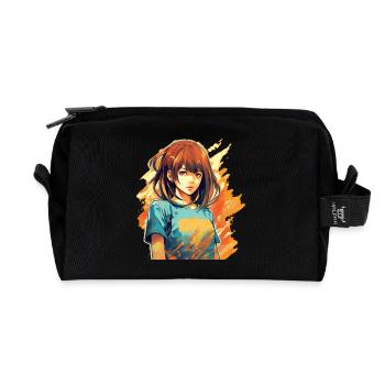 Anime Girl - Trousse de toilette en tissu recyclé - noir - Devant