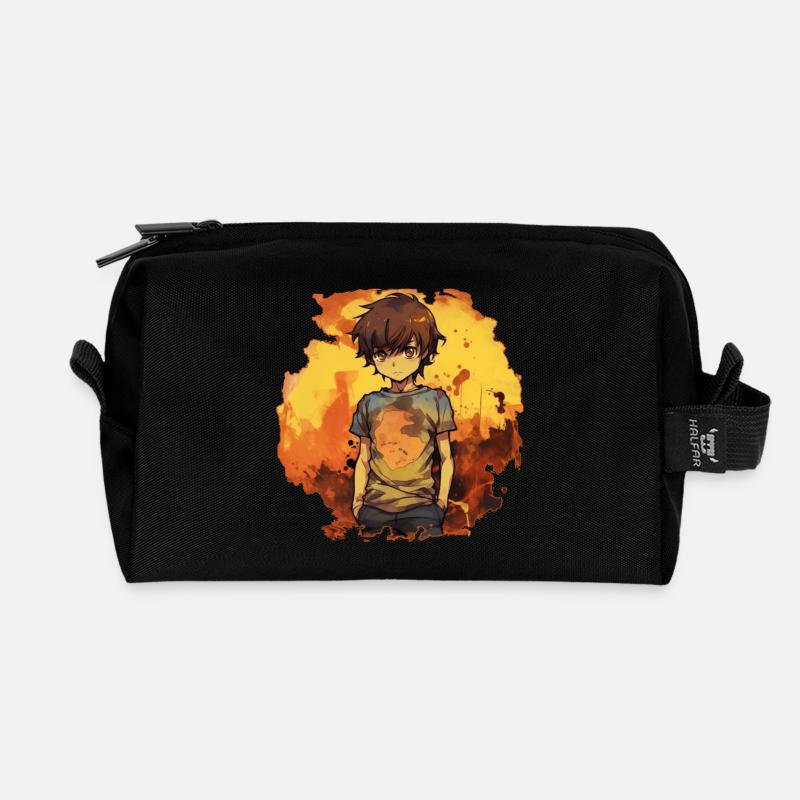 Anime Boy - Recycelte Kulturtasche - Schwarz