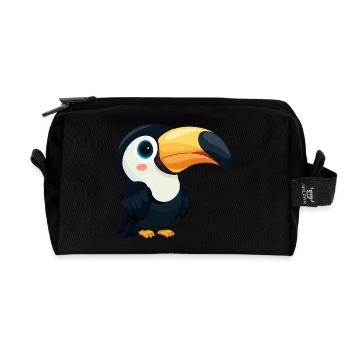 Toucan minimaliste aux yeux bleus - Design - Trousse de toilette en tissu recyclé - noir - Devant