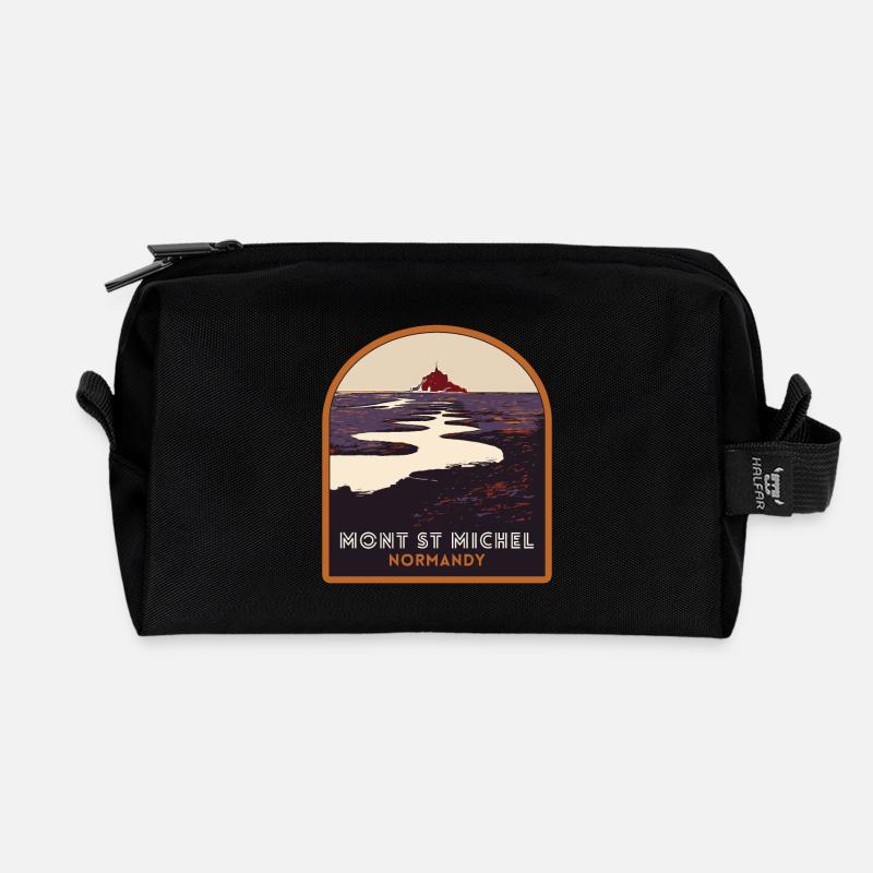 Bunte Illustration des Mont Saint Michel - Recycelte Kulturtasche - Schwarz