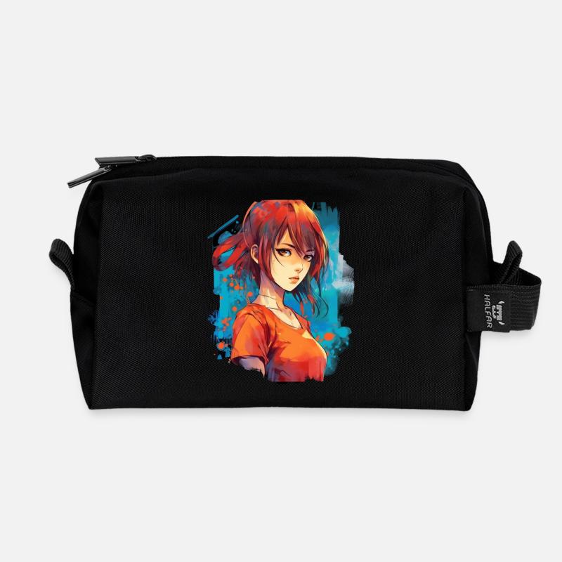 Anime Girl - Recycelte Kulturtasche - Schwarz