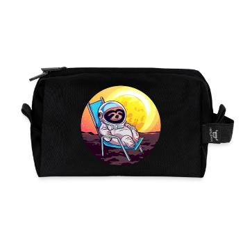 Astronaut sloth in a deck chair - original - Recycled Toiletry Zip Bag - black - Front