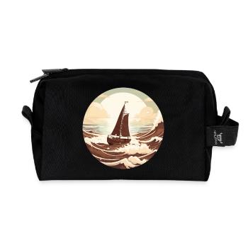 Sailing at sunset - chocolaty design - Recycled Toiletry Zip Bag - black - Front