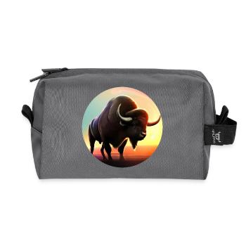 Vache, Buffle, Taureau, Bison au coucher du soleil - Nat - Trousse de toilette en tissu recyclé - anthracite - Devant