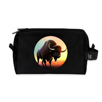 Vache, Buffle, Taureau, Bison au coucher du soleil - Nat - Trousse de toilette en tissu recyclé - noir - Devant