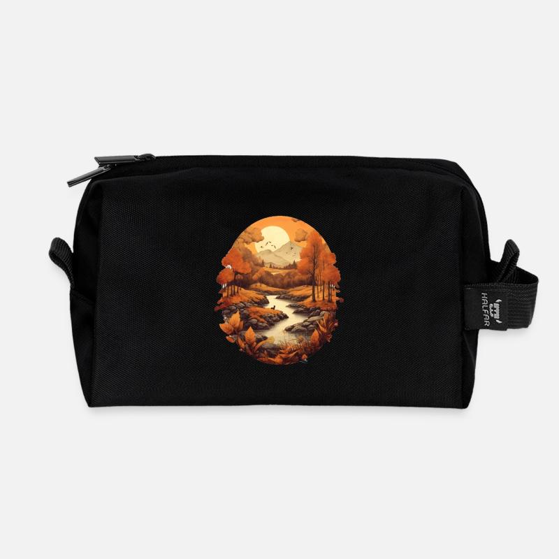 Herbstliche Landschaft - Recycelte Kulturtasche - Schwarz