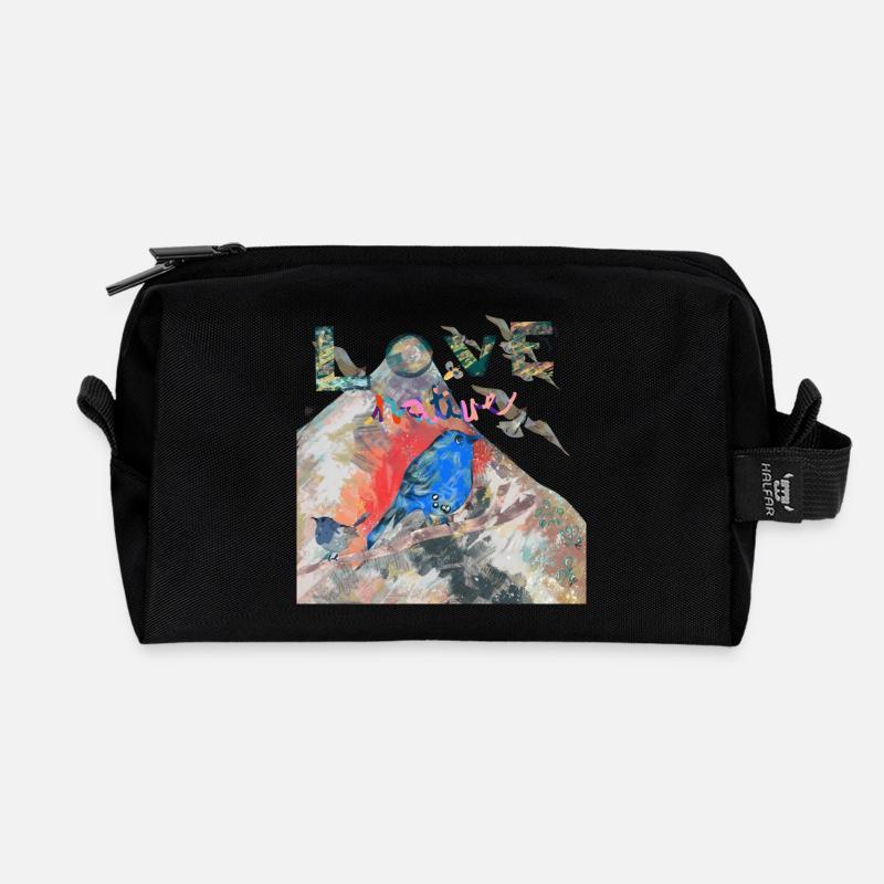 LIEBE DIE NATUR - Recycelte Kulturtasche - Schwarz