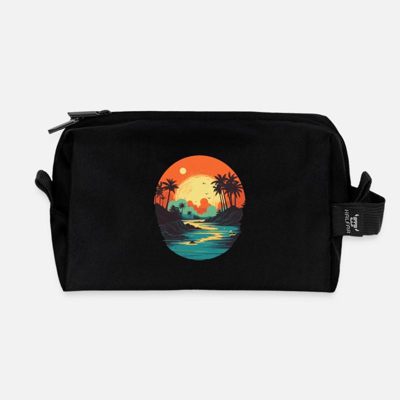 Strand - Recycelte Kulturtasche - Schwarz