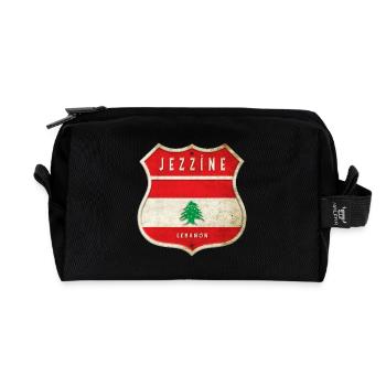 Design du drapeau des armoiries de Jezzine, Liban - Trousse de toilette en tissu recyclé - noir - Devant