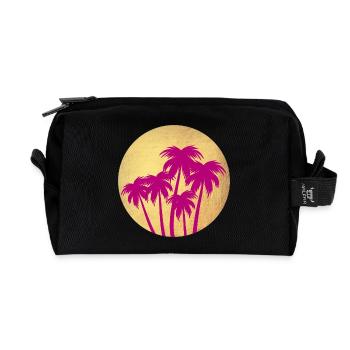 Circle Gold Palm Pink Holiday Deluxe South Seas Luxury - Recycled Toiletry Zip Bag - black - Front