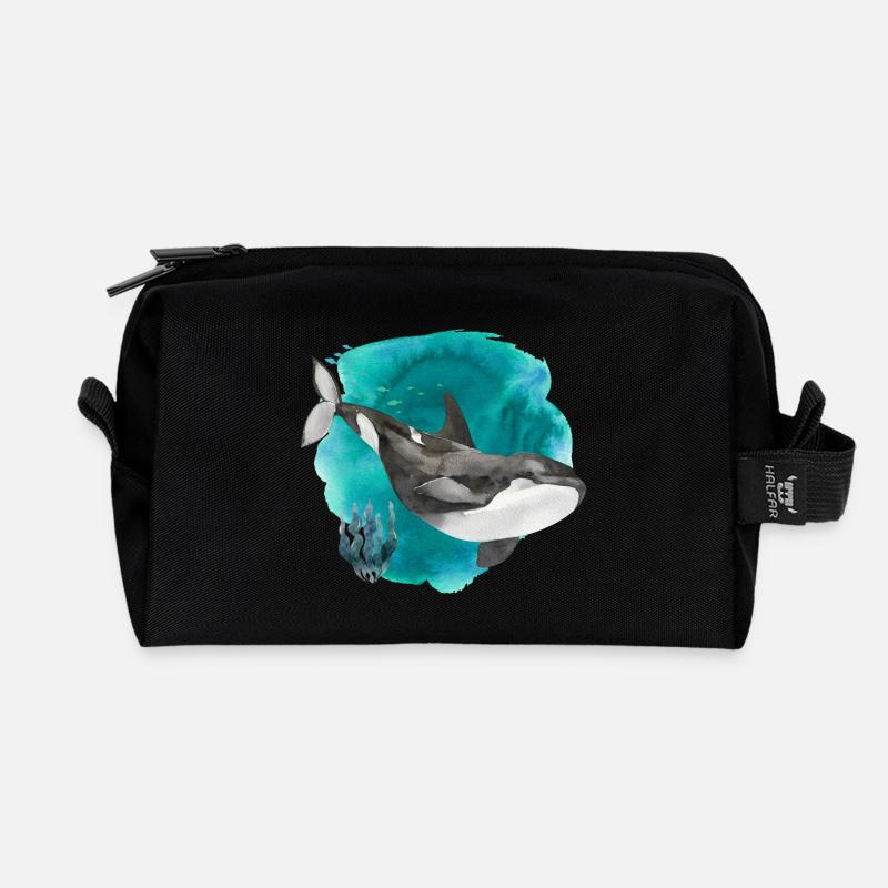 Orca Aquarell – Tiefer Ozean Kunstdruck - Recycelte Kulturtasche - Schwarz