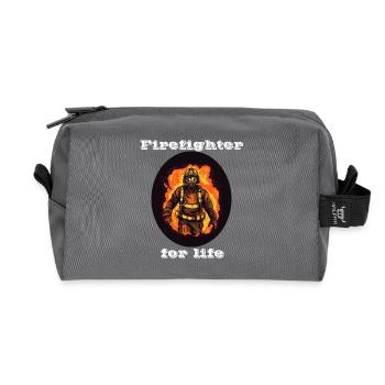 Firefighter for life white - Recycled Toiletry Zip Bag - anthracite - Front