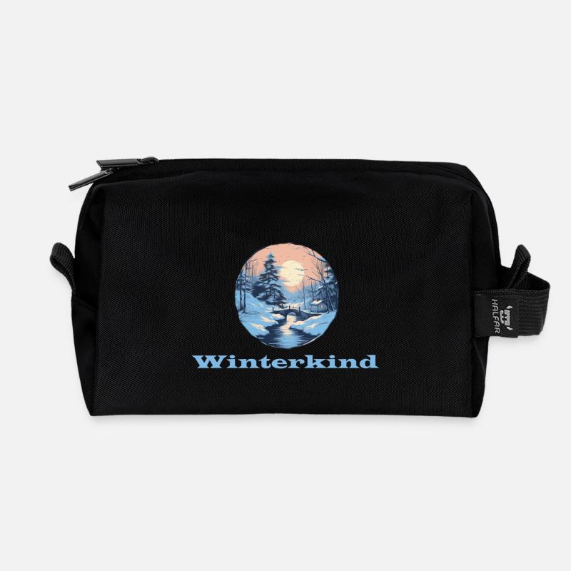 Winter Child - Recycled Toiletry Zip Bag - black