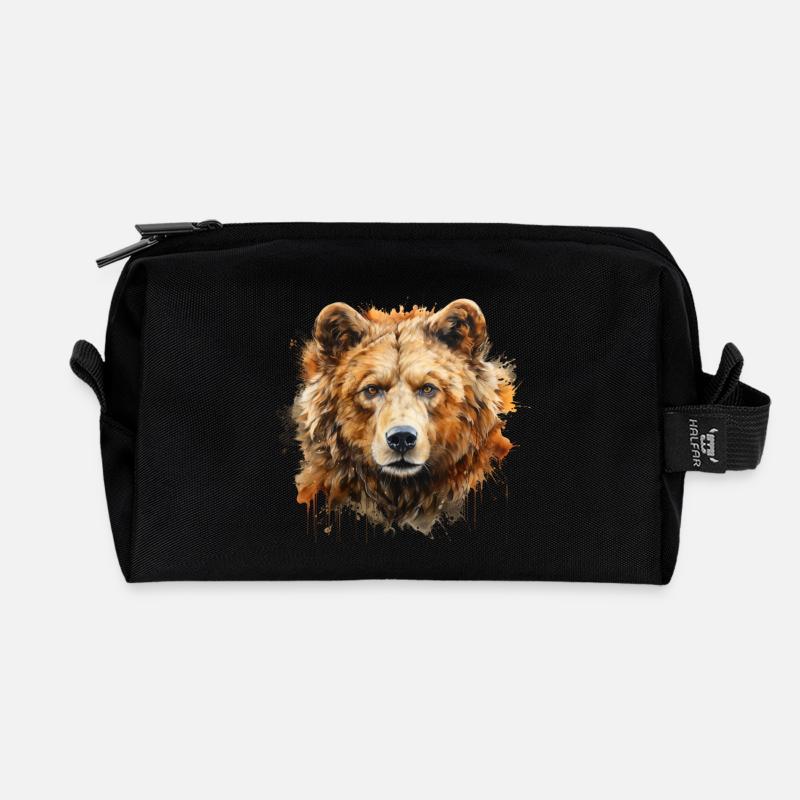 Bär Portrait – Wildtier Alpen Motiv - Recycelte Kulturtasche - Schwarz