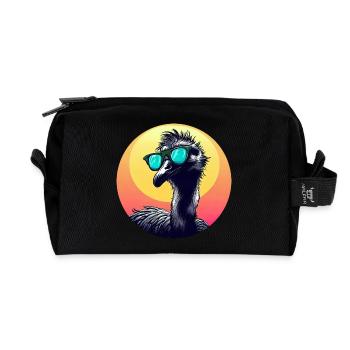 Cool Emu - Vogelstrauß mit Sonnenbrille bei - Recycelte Kulturtasche - Schwarz - Vorne