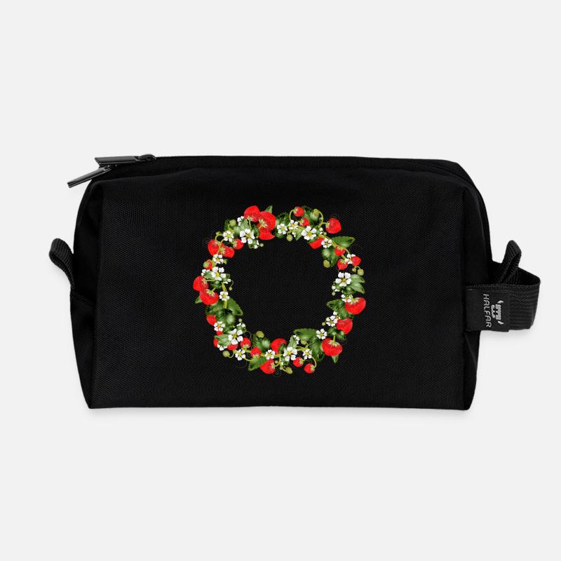 Kranz aus Erdbeeren Pflanzen und Erdbeeren Blüten - Recycelte Kulturtasche - Schwarz