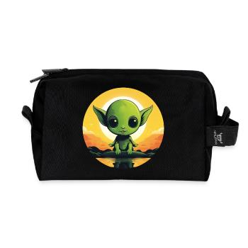 Alien on the lake at sunset - Recycled Toiletry Zip Bag - black - Front