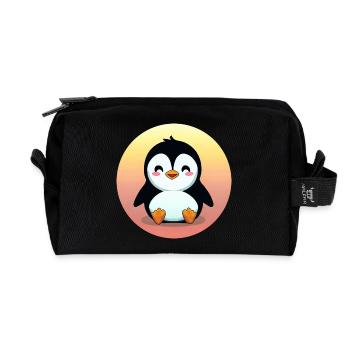 Sunset Penguin: Tout simplement mignon - Trousse de toilette en tissu recyclé - noir - Devant