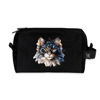 Geometrisches Katzenporträt Facettenkunst - Recycelte Kulturtasche - Schwarz - Vorne