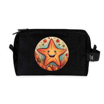 Autumnal underwater world: fish meets starfish - Recycled Toiletry Zip Bag - black - Front