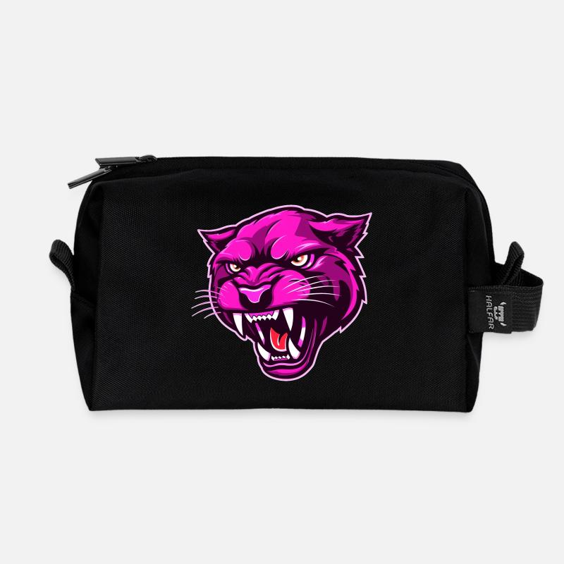 Panther Kopf Pink - Recycelte Kulturtasche - Schwarz
