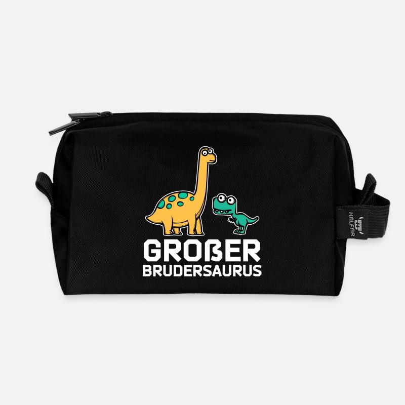 Geschwisterliebe Dino Großer Bruder Statement - Recycelte Kulturtasche - Schwarz