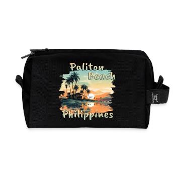 Philippines Paliton Beach Sunset Grunge - Recycled Toiletry Zip Bag - black - Front