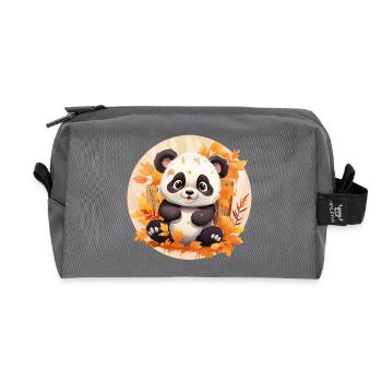 Panda Laub Herbst Bunte Blätter Sunset Design - Recycelte Kulturtasche - Anthrazit - Vorne