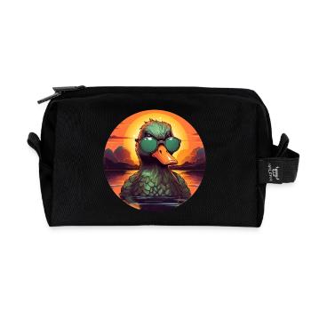 Canard frais en été: lunettes de soleil, baignade, coucher de soleil - Trousse de toilette en tissu recyclé - noir - Devant