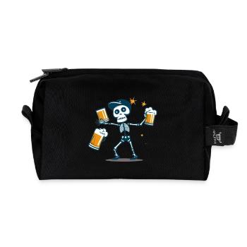 Beer Skeleton Toast - Recycled Toiletry Zip Bag - black - Front