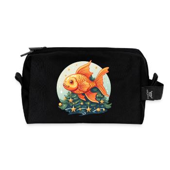 Weihnachtsbaum mit Goldfischen - Recycelte Kulturtasche - Schwarz - Vorne
