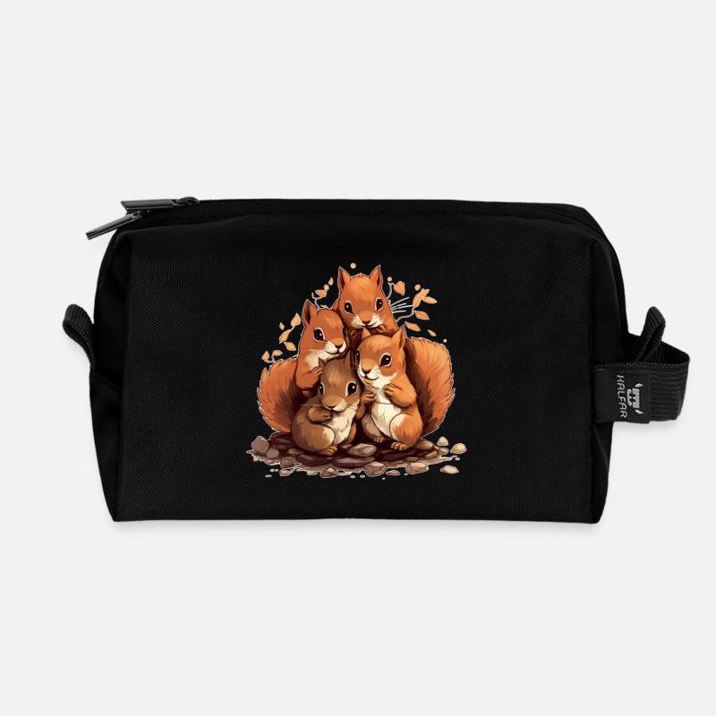 Eichhörnchen - Recycelte Kulturtasche - Schwarz