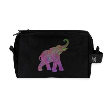 Yoga Yogi Éléphant Inde Bien-être animal Énergie Pouvoir - Trousse de toilette en tissu recyclé - noir - Devant