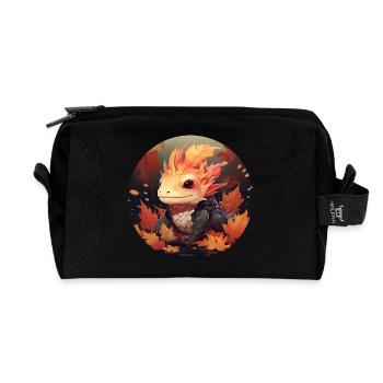 Axolotl im Herbstlaub - Recycelte Kulturtasche - Schwarz - Vorne